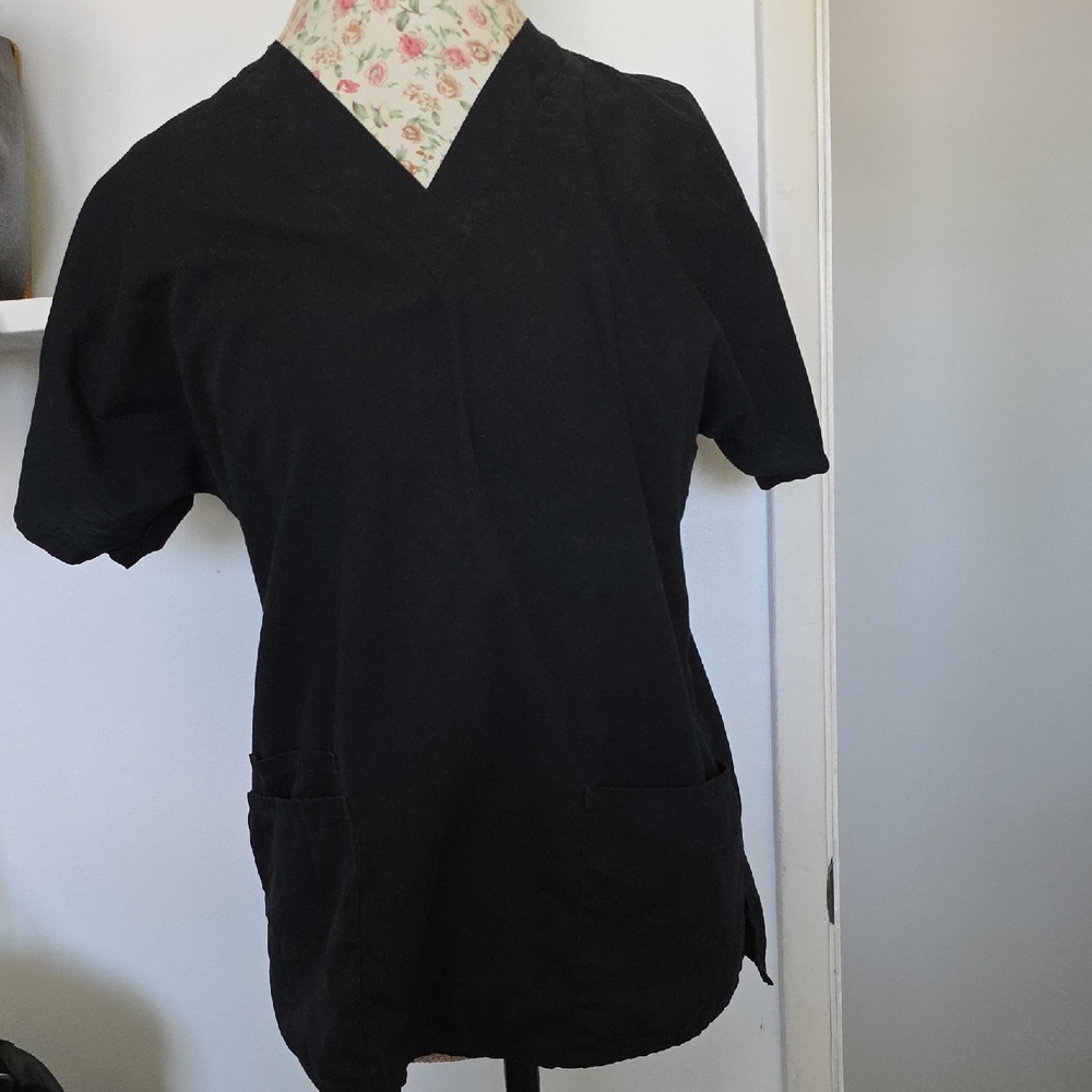 Black V-Neck Scrub Top Size Small
